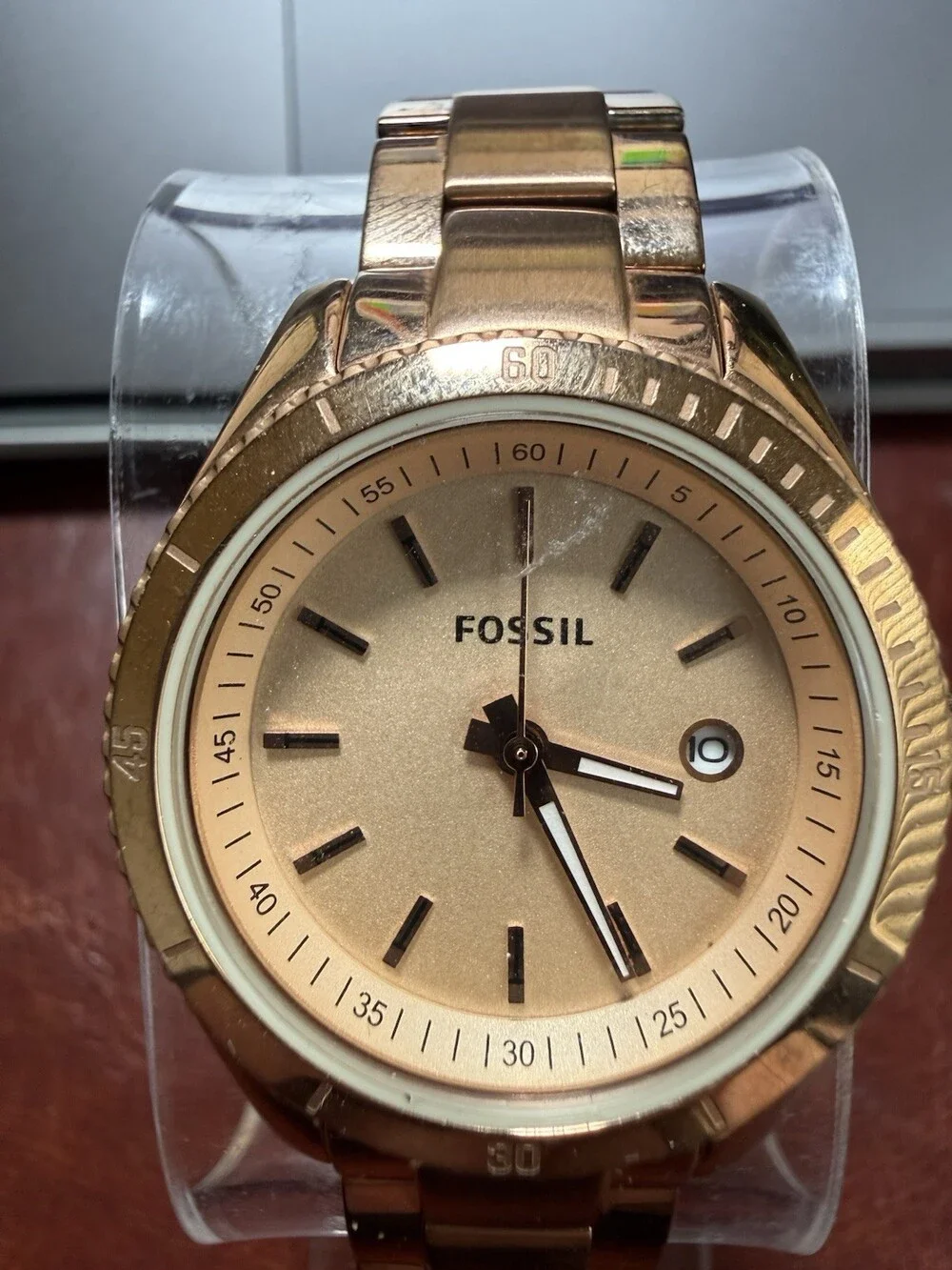 Fossil ES3019 Gold Tone Stainless Steel Women’s Watch Date Quartz Working